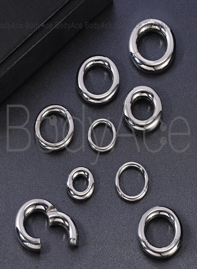 BodyAce F136 Titanium Hinged Large Septum Nose Rings, 2G 4G 6G 8G 10G 12G Segment Clicker PA Ring, Spring Action BCR Rings Earrings Gauges Hoop Body Jewelry [Black;8G,Hoops:12mm] - Image 5